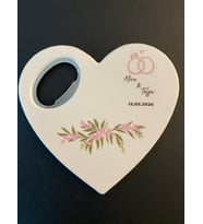 Düğün , Nişan , Söz , İsteme Kişiye Özel Kalpli Magnet Açacak (Doğal Beyaz)