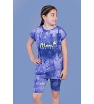Toontoy Kız Çocuk Batik Desenli Baskılı Taytlı Takım (Lacivert)