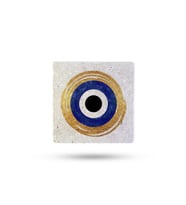 Doğaltaş Bardak Altlığı 10x10x1cm - Nazar Boncuğu Baskılı Tekli - Stone Coasters
