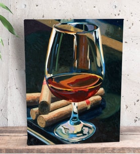 BK Gift Cigars And Brandy Tasarımlı Dekoratif Mini Kanvas Tablo 15x20cm-1