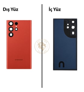 Samsung S23 Ultra Kırmızı Arka Pil Kapağı Batarya Kapağı Lazer Kesim Back Cover