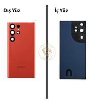 Samsung S23 Ultra Kırmızı Arka Pil Kapağı Batarya Kapağı Lazer Kesim Back Cover