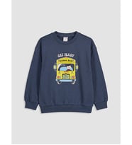 LCW Kids Lacivert Baskılı Erkek Çocuk Sweatshirt