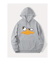 Unisex Sinirli Duffy Baskılı Oversize Sweatshirt (Gri)