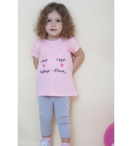 Breeze Kız Çocuk Kapri Taytlı Takım Rüya Temalı 1-4 Yaş, Pembe