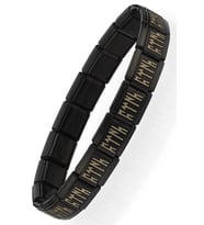 Göktürkçe Türk Yazılı İtalyan Charm Unisex Çelik Bileklik scb56 (Siyah)
