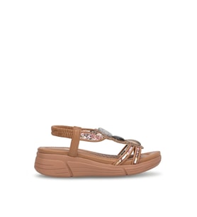 Guja 26Y154-2 Kadın Taşlı Düz Sandalet Camel