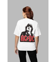 Ac Dc Baskılı Unisex Oversize Tişört