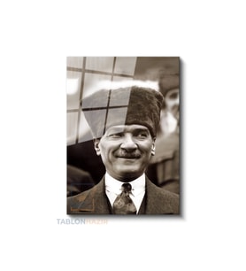 Dikey Cam Tablo Salon Duvar Tablosu Dikey Cam Cam Ata 035 Yeni Ev Hediyesi Ofis Tablosu