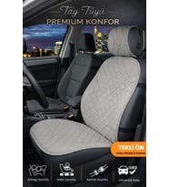 Oto Koltuk Kılıfı Tay Tüyü 4 Katmanlı Minder Tekli Ön Terletmez, Kaymaz, Su Geçirmez, Airbag Uyumlu - Gri