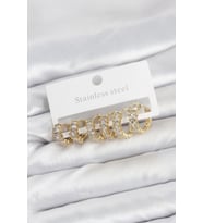 316L Çelik Gold Renk Baget Zirkon Taşlı Halka Küpe Seti - TJ-BKP11528