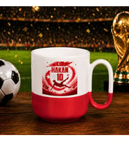 BK Gift Kişiye Özel Türkiye Taraftar Temalı 2026 Dünya Kupası Tasarımlı Kırmızı Joyful Kupa Bardak -8, Tek Yürek Milli Takım Ruhu
