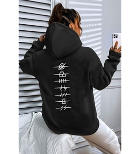Unisex Ninja Akatsuki Sırt Baskılı Sweatshirt (Siyah)