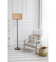 HASIR RATTAN ABAJURLU LAMBADER SİYAH