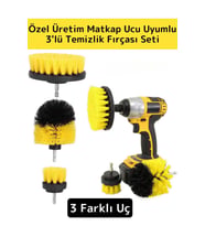 Premium Çok Fonksiyonlu Tüm Matkap Uçlarına Uygun Banyo Araç 3'lü Matkap Ucu Temizleme Fırçası Seti