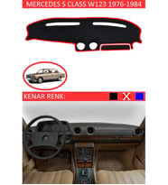 Mercedes S Class W 123 1976-1984 İçin Uygun Torpido Koruma Halısı Siyah Kenar Renk Kırmızı