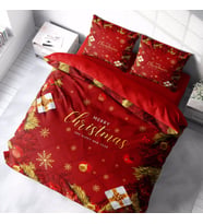 Monohome Yılbaşı Merry Christmas Çift Kişilik 3D Nevresim Takımı Pamuk Saten Gift (Çok Renkli)