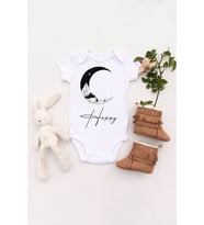Unisex Bebek Happy Baskılı Body Zıbın