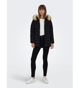 ONLY ONLNEWCAMILLA QUILT FUR HOOD COAT CC OTW (Siyah)