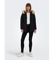 ONLY ONLNEWCAMILLA QUILT FUR HOOD COAT CC OTW (Siyah)