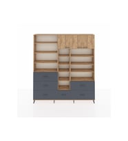 Arges Dolap 17 Raflı 6 Çekmeceli 3 Kapaklı 220x30x243 Çam-Çam/Antrasit