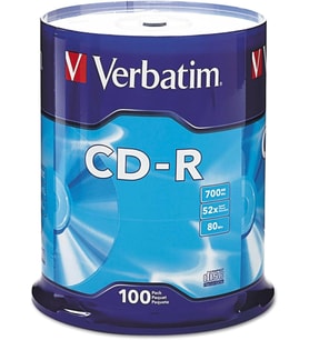 Verbatim Cd-R Discs, 700 Mb/80 Dk, 52 X, Spindle, Gümüş, 100/Paket, 94554