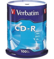 Verbatim Cd-R Discs, 700 Mb/80 Dk, 52 X, Spindle, Gümüş, 100/Paket, 94554