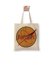 Nasa 70s Retro Beyaz Bez Çanta Uzun Saplı Alışveriş Çantası Plaj Çantası