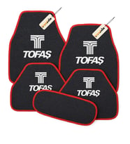 Tofaş Oto Halı Paspas 5 Parça Set – Kaymaz Tabanlı, Kolay Temizlenen, Suya Dayanıklı Araç Paspası (Antrasit - Kırmızı)
