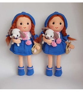 Mavi Başlıklı Kız Amigurumi Organik Oyuncak
