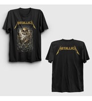 Presmono Unisex Siyah Skull Tutankhamun Metallica Sırt Baskılı T-Shirt 517793tt