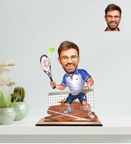 Kişiye Özel Tenis Oyuncusu Karikatür Ahşap Biblo