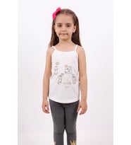 Toontoy Kız Çocuk Kedi Baskılı Atlet (Ekru)