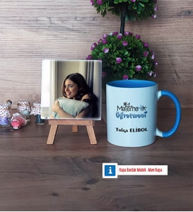 Matematik Öğretmeni Fotoğraflı Dekoratif Taş, Kupa Bardak Beyaz Hediye Matematik Öğretmenine Hediye (Model 4)