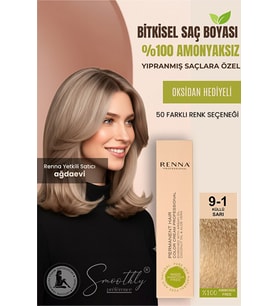 Renna AMONYAKSIZ Bitkisel Yıpranmış Saçlar İçin Saç Boyası 9-1 Küllü Sarı 60ml