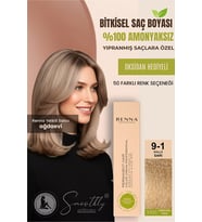 Renna AMONYAKSIZ Bitkisel Yıpranmış Saçlar İçin Saç Boyası 9-1 Küllü Sarı 60ml