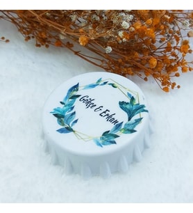 30 Adet Yeşil Çiçek Baskılı Kapak Açacak Uv Baskılı Nişan Hediyeliği Nikah Şekeri 6 cm-
