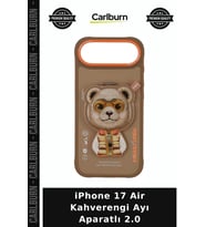 iPhone 17 Air Kahverengi Ayı Aparatlı 2.0 Kılıf Ürün Aparatı