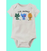Unisex Bebek Beyaz Organik Baskılı Pamuklu Body