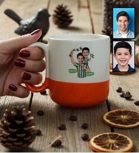 Kişiye Özel Karikatürlü Yeşil Beyaz Baba Oğul Kupa Bardak Pro Babalar Günü Hediyesi