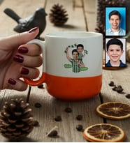 Kişiye Özel Karikatürlü Yeşil Beyaz Baba Oğul Kupa Bardak Pro Babalar Günü Hediyesi