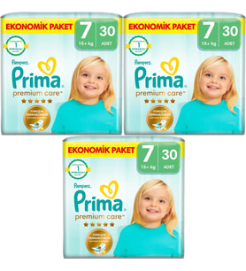 Prima Premium Care Bebek Bezi Beden:7 (15+KG) XXX Large 90 Adet Ekonomik Fırsat Pk