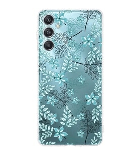 PrintiFy Samsung M34 Uyumlu Kamera Korumalı Floral Su Yeşili Tasarımlı Şeffaf Silikon Kılıf