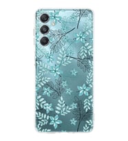 PrintiFy Samsung M34 Uyumlu Kamera Korumalı Floral Su Yeşili Tasarımlı Şeffaf Silikon Kılıf