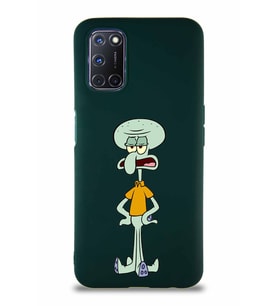 Oppo A52 Soft Premier Kapak Squidward Dokunaç Tasarımlı Silikon Kılıf - Yeşil (Şeffaf)