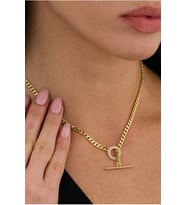 14 K Gold Kaplama 925 Ayar Gümüş Kolye Choker Gurmet T Kilit Kolye
