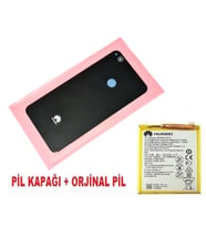 Tkgz Huawei Uyumlu P9 Lite 2017 Arka Pil Batarya Kapağı + PİL (CAM) SİYAH