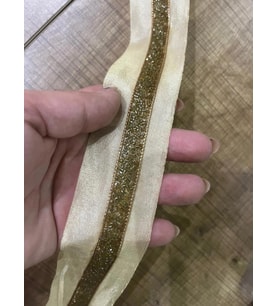 EN 1 CM BONCUK İŞLEME ALTIN VARAKLI ŞERİT APLİKE DEKORATİF ŞERİT 1 METRE