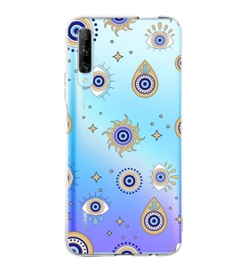 PrintiFy Huawei P Smart Pro ile Uyumlu 1mm Slim Fit Nazar Boncuğu 5 Baskılı Şeffaf  Kılıf