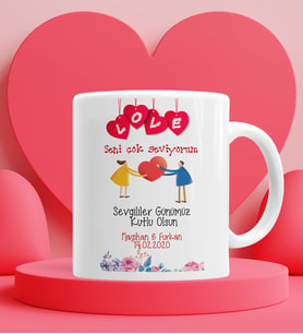 Sevgililer Günü Hediyesi Kupa Bardak Beyaz 019